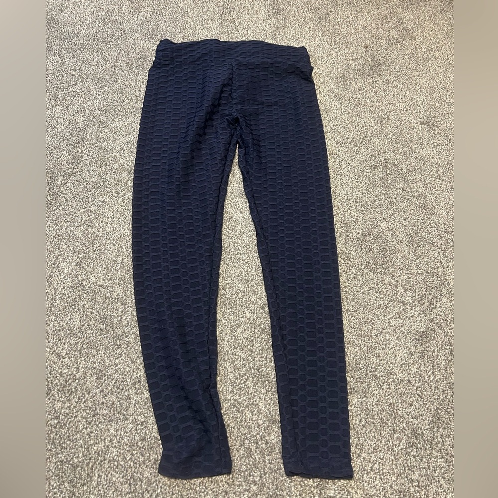 Navy Textured Leggings